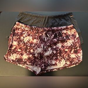 Danskin Women’s Sleep Shorts, 2 pairs, Dark Gray and Maroon Tye Dye, Gently Used